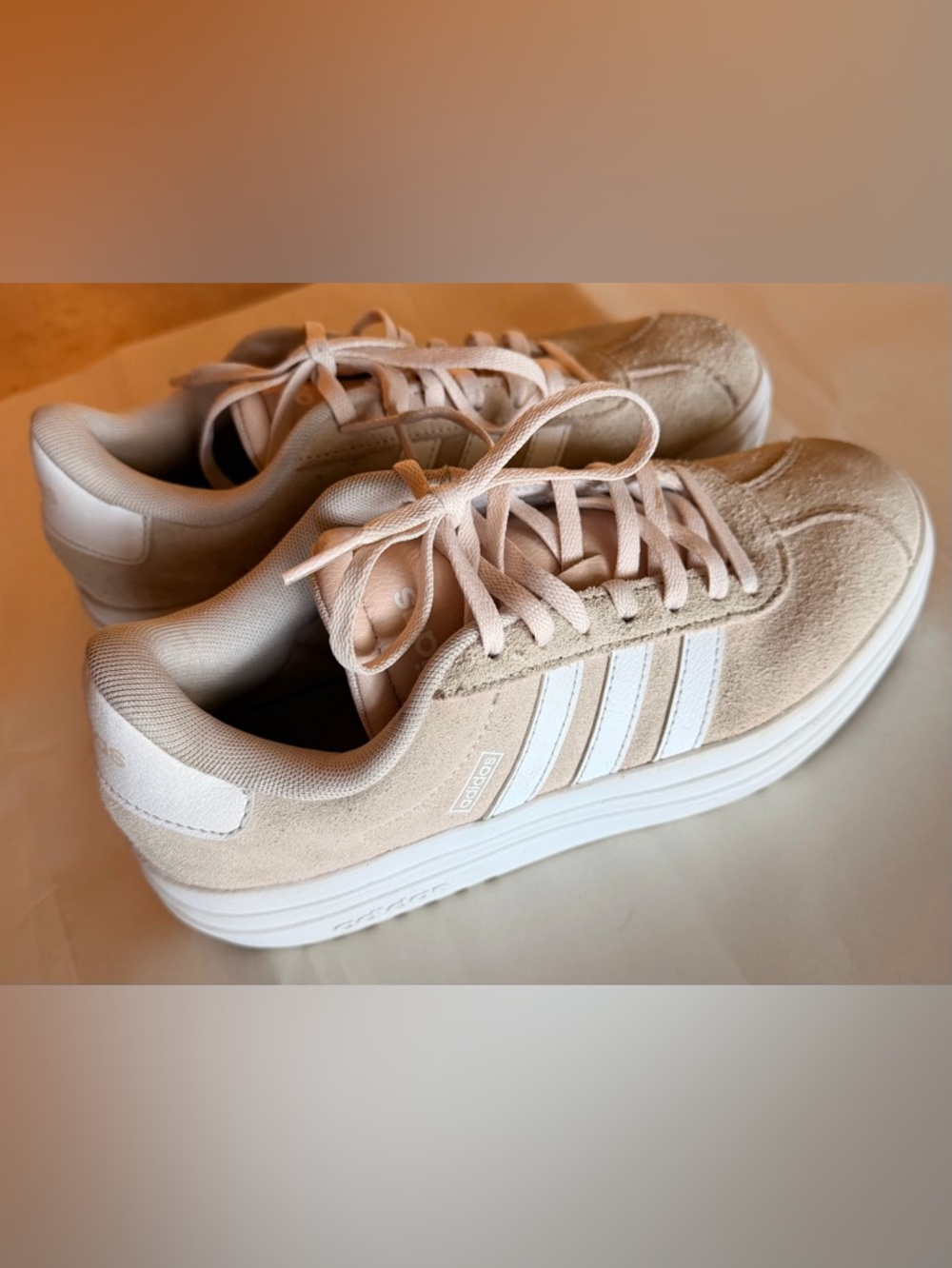 Adidas VL Court Bold Women's Light Pink Suede Sneakers with White Stripes
